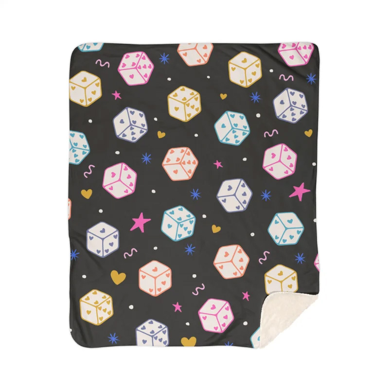 Colorful Heart Dice Pattern Blanket