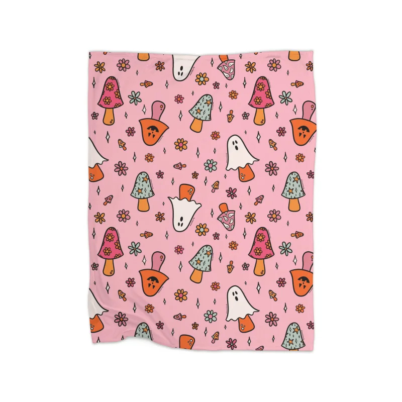 Spooky Mushroom Print Blanket