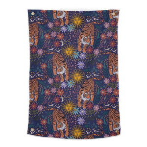 Majestic Tigers and Blooms Tapestry