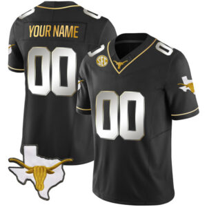 Custom Texas Longhorns Football Jersey - Black Gold (Limited) -  Fully Stitched