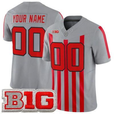 Custom OSU Football Grey Throwback Vapor F.U.S.E Limited Stitched Jersey w/ B1G Patch
