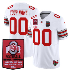 Custom Ohio State Buckeyes Football White Heritage 9x Champions 100th Anniversary Limited Jersey - All Stitched