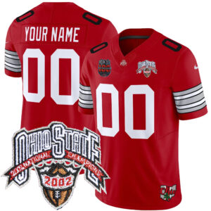 Custom Ohio State Buckeyes Football Scarlet Alternate 2002 Champions 100th Anniversary Limited Jersey - All Stitched