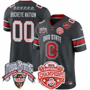 Custom Ohio State Buckeyes Football Buckeye Nation 2002 2014 2024 Champions Limited Jersey - All Stitched