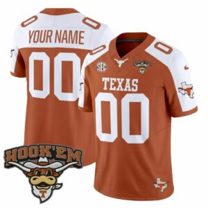 Custom Texas Longhorns Football Jersey - Alternate Orange - Mascot Patch - Fully Stitched