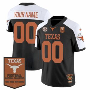 Custom Texas Longhorns Football Jersey - Alternate Black - 4x Champions Patch - Fully Stitched