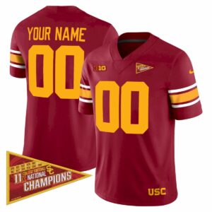 Custom USC Trojans Football Jersey - Cardinal Alternate - 11x Championship Patch - Fully Stitched