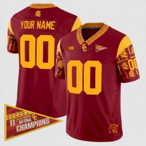 Custom USC Trojans Football Jersey - Cardinal V2 (Limited) - 11x Championship Patch - Fully Stitched