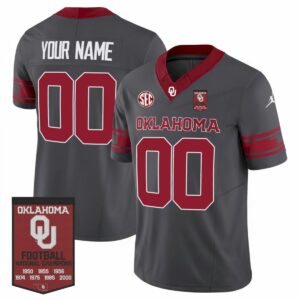 Custom Oklahoma Sooners Football Jersey - Grey - 7x Champions Patch - Fully Stitched