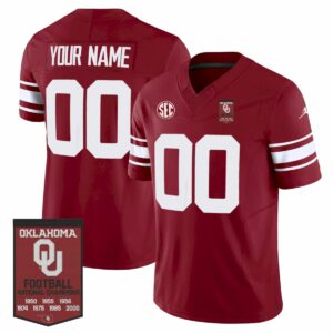 Custom Oklahoma Sooners Football Jersey - Crimson Throwback - 7x Champions Patch - Fully Stitched