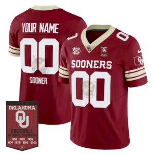 Custom Oklahoma Sooners Football Jersey - Crimson V2 (Limited) - 7x Champions Patch - Fully Stitched
