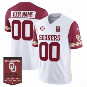 Custom Oklahoma Sooners Football Jersey - White V1 (Limited) - 7x Champions Patch - Fully Stitched