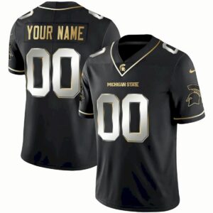 Custom Michigan State Spartans Football Jersey - Black Gold - Fully Stitched