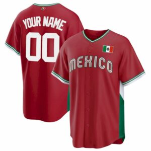 Custom Mexico World Baseball Classic Jersey - Alternate Red (Limited) - Fully Stitched