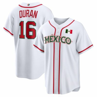 Jarren Duran Mexico World Baseball Classic Jersey - White Heritage - Fully Stitched