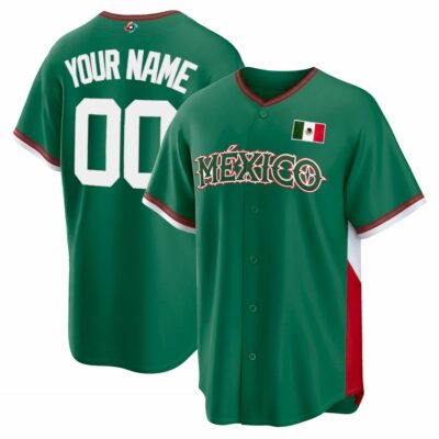 Custom Mexico World Baseball Classic Jersey - Green Heritage - Fully Stitched