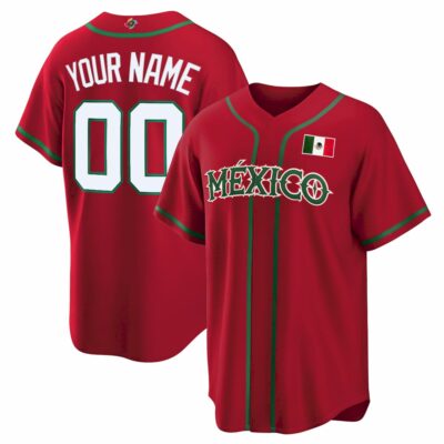 Custom Mexico World Baseball Classic Jersey - Red Heritage - Fully Stitched