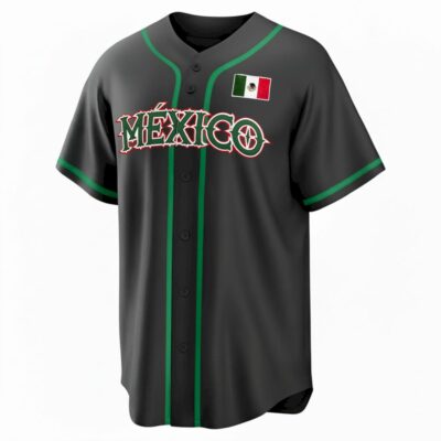 Alternative view of Mexico World Baseball Classic Jersey - Black Heritage - Fully Stitched