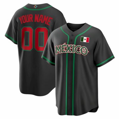 Custom Mexico World Baseball Classic Jersey - Black Heritage - Fully Stitched