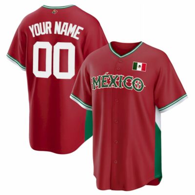 Custom Mexico World Baseball Classic Jersey - Alternate Red Heritage - Fully Stitched