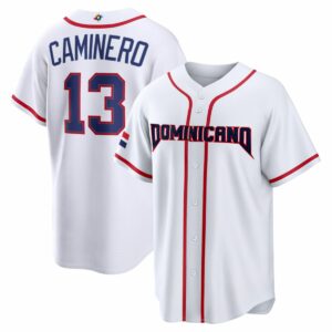 Junior Caminero Dominican Republic World Baseball Classic Jersey - White Heritage - Fully Stitched