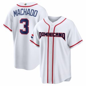 Manny Machado Dominican Republic World Baseball Classic Jersey - White Heritage - Fully Stitched