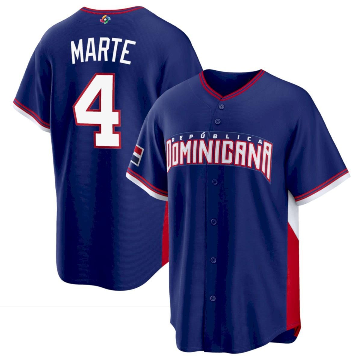 Ketel Marte Dominican Republic World Baseball Classic Jersey - Royal Blue - Fully Stitched
