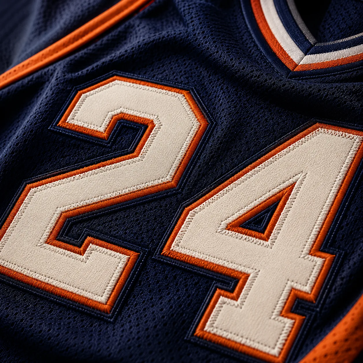 Fully stitched jersey number and fabric detail