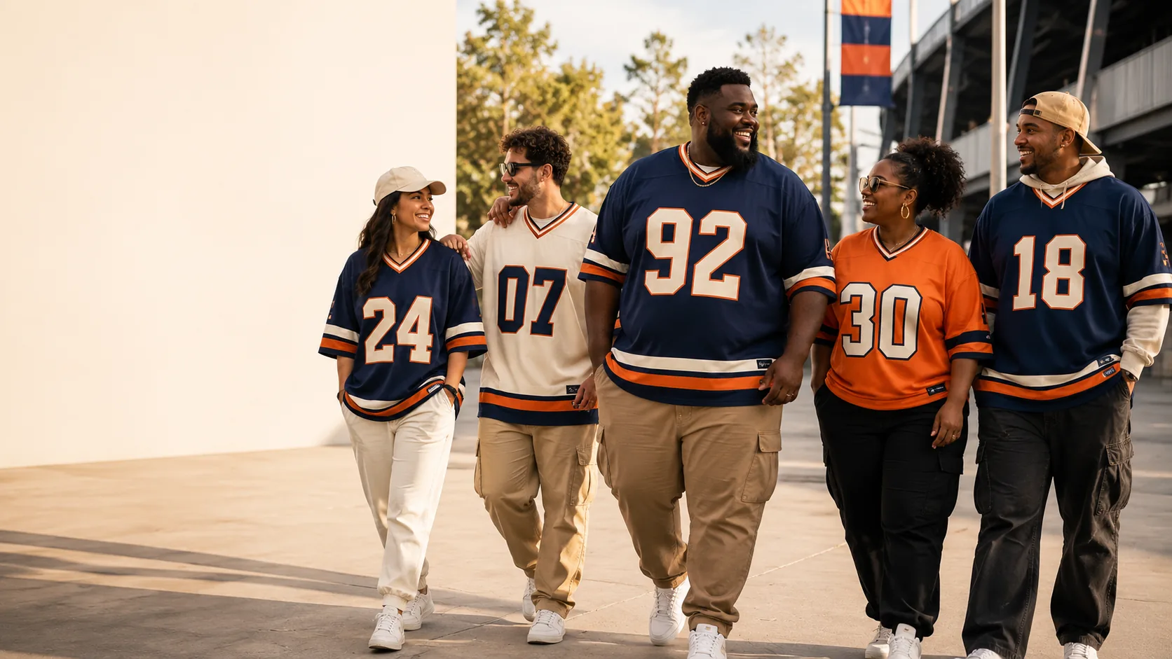 Big and Tall fan wearing a custom fully stitched jersey